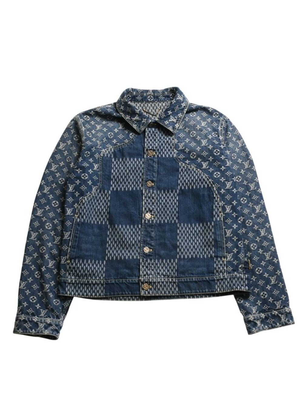 Louis Vuitton x NIGO Giant Damier Waves Denim Jacket Monogram 54 Blue
